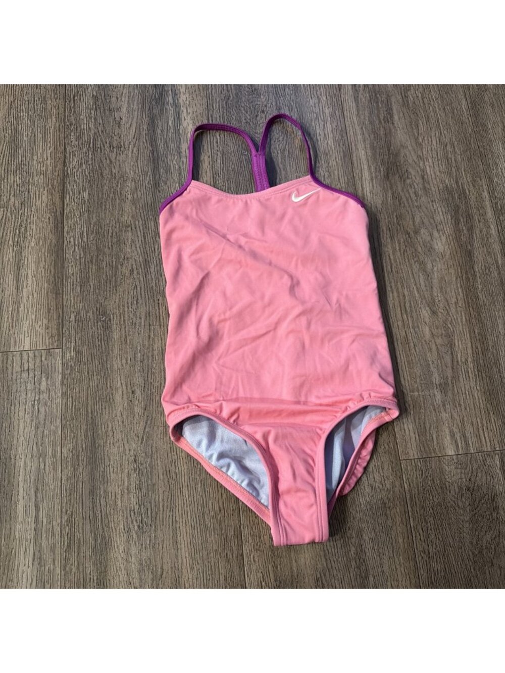 Nike Swim Girls' Racerback Cut-Out Tank One Piece Pink XS